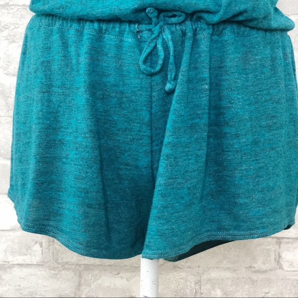 CHASER Teal Halter Drape Back Mini Romper Size Medium - Picture 6 of 16